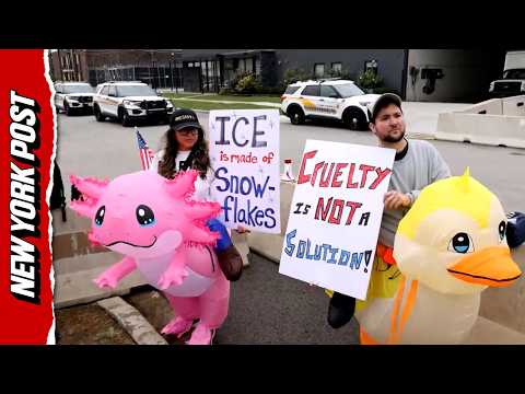 Activists in Bizarre Halloween Costumes Protest ICE Outside Chicago Facility