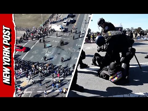 Anti-ICE Protesters Block Entrance to California Coast Guard Island