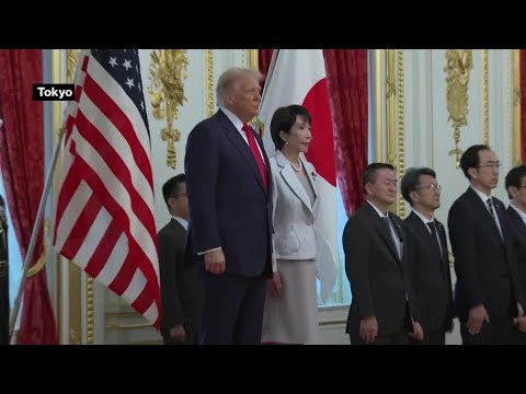 Japan’s Takaichi Greets Trump at Tokyo Welcome Ceremony