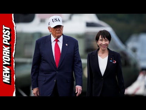 Trump Arrives Side-by-Side with Japan PM Sanae Takaichi at USS George Washington in Tokyo