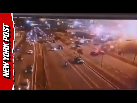 Horrific Moment House with Fireworks Explodes onto Highway in Brazil