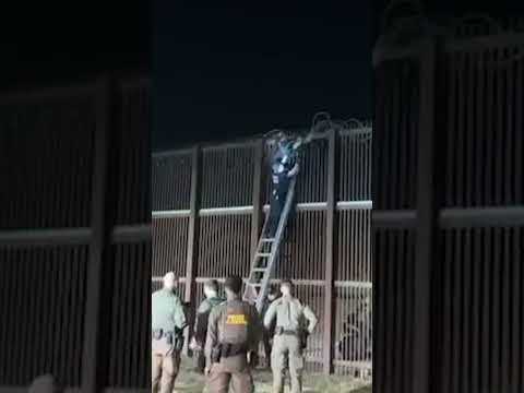 Illegal Migrant Caught Tangled in Razor Wire While Trying to Scale US Border Fence #shorts