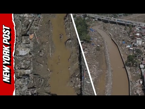 Drone Footage Shows Flattened Homes and Flooded Streets After Typhoon Kalmaegi Hits Cebu