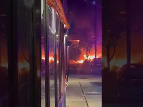Jaw-Dropping NYC Car Explosion Blasts Fireball into Night Sky #shorts