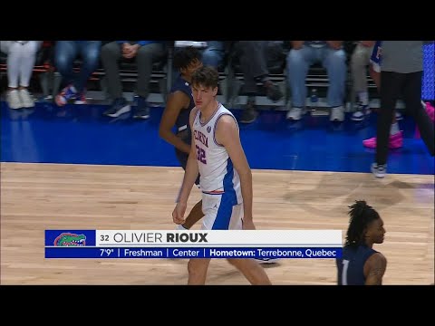 7’9″ Oliver Rioux checks into a game for the FIRST TIME & makes history | ESPN College Basketball