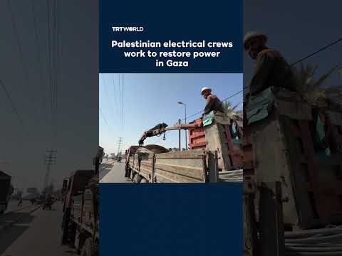 Palestinian electrical crews work to restore power in Gaza