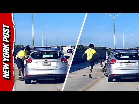 Driver ATTACKS Car on Busy Highway