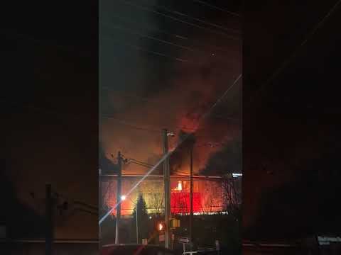 Massive Roof Fire Engulfs Raleigh Convention Center #shorts
