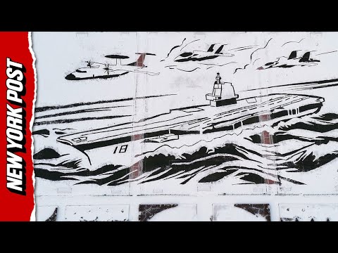Chinese Students Create Massive Snow Aircraft Carrier in Jaw-Dropping Display