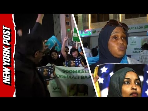 Somali Protestors Hold up Posters of Rep. Ilhan Omar During Mogadishu Demonstration Against Trump