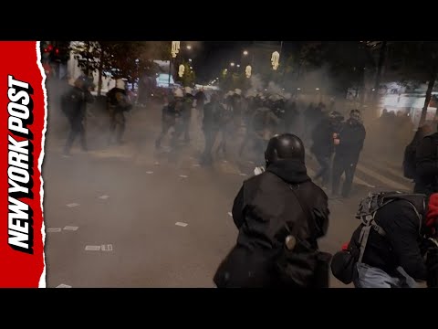 Tear Gas Used On Protesters During Violent Clash With Police In Greece