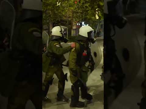 Tear Gas Used On Protesters During Violent Clash With Police In Greece #shorts