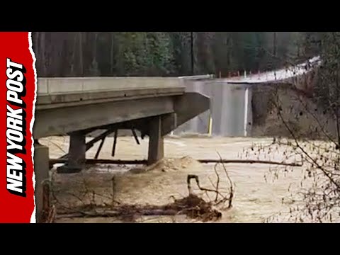 Watch Moment Bridge is Ripped Apart by Overflowing River in Montana