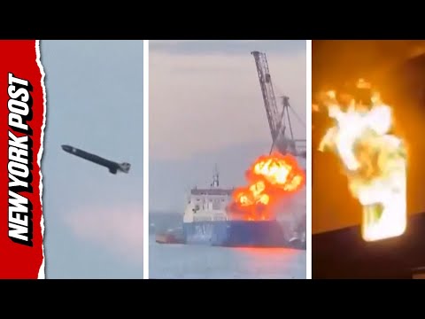 Video Captures Russian Projectile Flying Through Air Before Blasting Ukrainian Sea Port