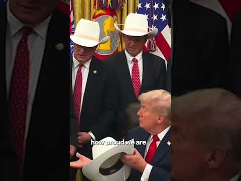 Trump Given Cowboy Hat by 1980 US Men’s Olympic Hockey Team #shorts