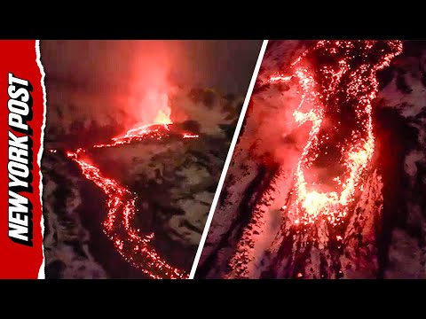 Crackling Lava Flows from Mount Etna in Breathtaking Drone Footage