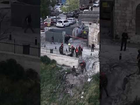 Drone Footage of Iranian Missile Damage in Jerusalem #shorts