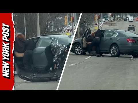 Dramatic Moment Victim Confronts Alleged Car Thief At Intersection