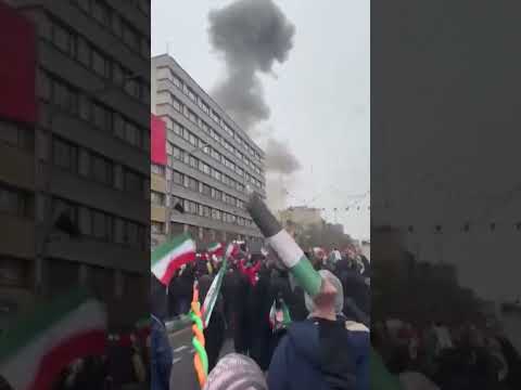 Watch: Large Explosion Fills the Sky During Iranian March in Tehran #shorts