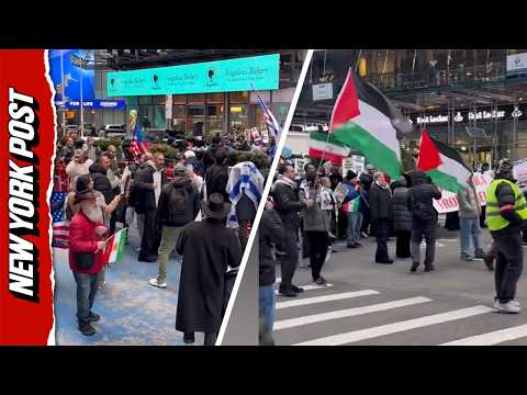Tensions Rise At Dueling Rallies In Times Square