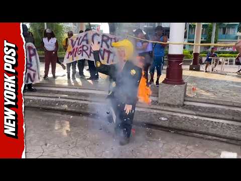 Mexico Migrants Torch Trump Piñata Over Deportation Crackdown