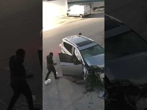 SHOCKING moment vehicle RAMS into business, throwing fridge across the room #shorts