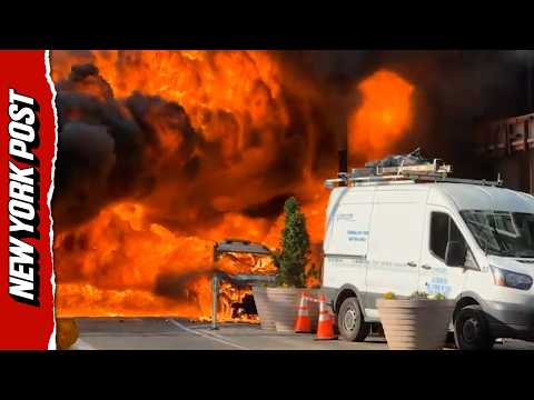 Dramatic New Video Shows NYC Car Bursting Into Flames by Wall Street Bull