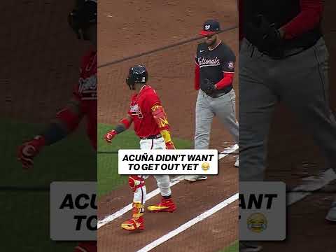 Ronald Acuña Jr. didn’t want to get tagged out quite yet 😅 #mlb #braves #baseball