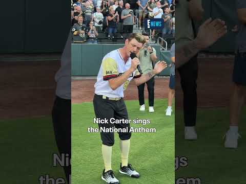 Nick Carter performs the National Anthem at the Battle for Vegas Charity Event in Las Vegas. ⚾