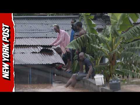Residents Climb Rooftops as Floodwaters Overwhelm Ghana’s Capital