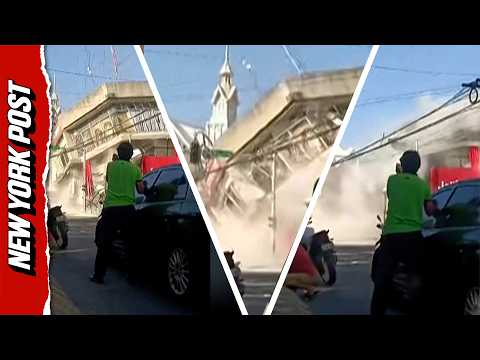 Watch: Terrifying Moment Building Collapses After 7.8 Magnitude Philippines Earthquake