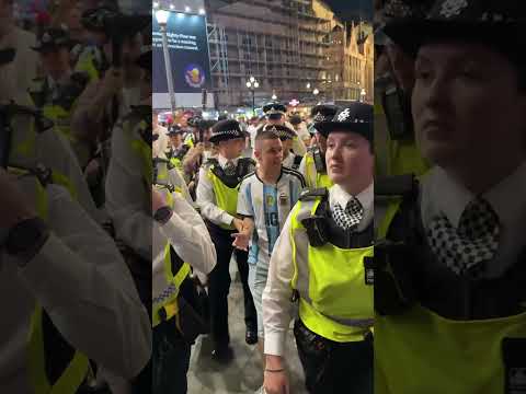 Lone Argentina Fan in Messi Jersey Rescued by Police After Being Swarmed by Furious Londoners#shorts