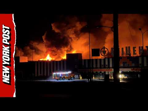 Ukraine Hardware Store Engulfed in Flames After Devastating Russian Drone Attack