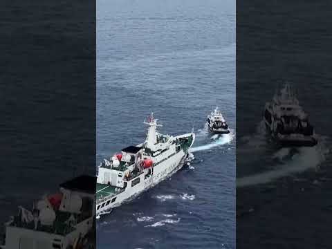 China Defends Water Cannon Attacks, Releases Coast Guard Video #shorts