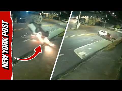 Out-of-Control Car Rolls Over, Slides on Roof, Then Drives Away