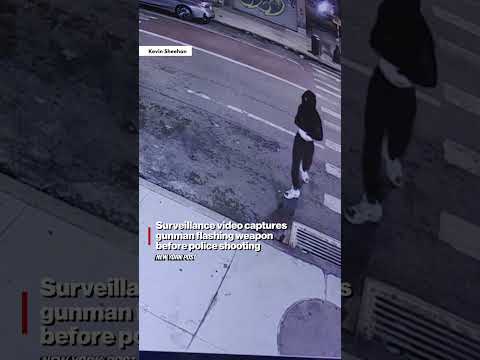 Gunman flashing weapon before police shooting #shorts