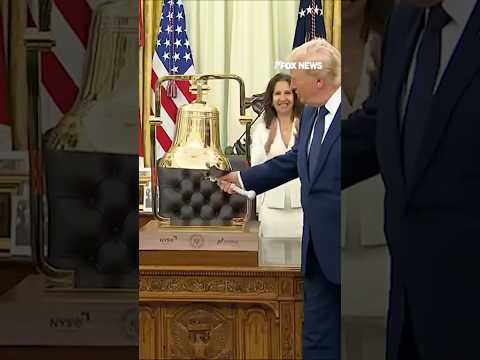 BREAKING: Trump rings opening bell for NASDAQ, NYSE from Oval Office #shorts #foxnews #trump