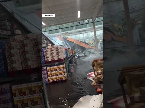 Insane Moment Roof Collapses Amid Severe Flooding at BJ’s in New Jersey #shorts