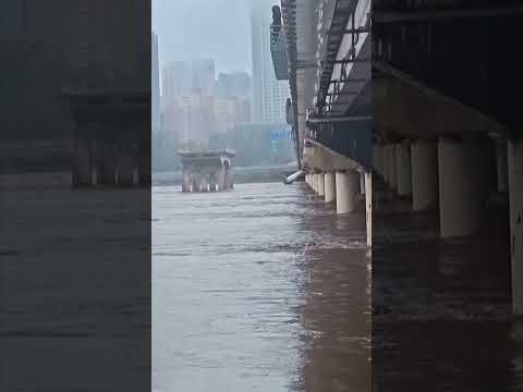 Lighthouse Swept Down River Destroys Power Lines Amid Devastating Floods in China #shorts