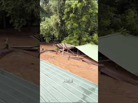 Chilling Cries of “Help Us!” Heard as Building Swept Away by Flood #shorts