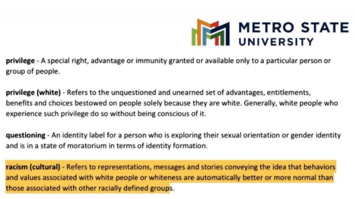 Racist Metro State University just sent this to their incoming students. This is pure anti-White propaganda