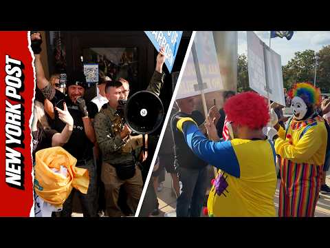Clown Suited Counter-Protesters Rally Against Anti-Islam Protest in Dearborn