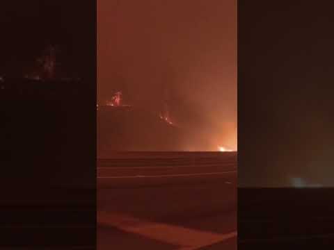 Motorist Captures Jaw-Dropping Wildfire Scene as Flames Rage Along Canadian Highway #shorts