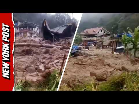 Landslide Unleashes Torrent of Mud and Trees on Indian Village