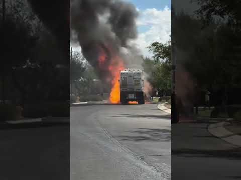 Intense fire vortex swirls around recycling truck in Arizona #shorts