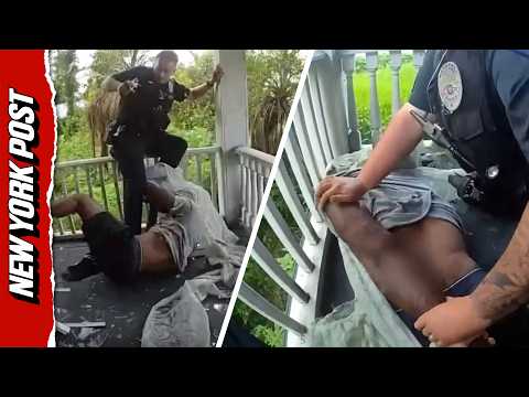 Moment Florida Man Launches Himself Through Window to Escape Cops, Crashes Onto Porch