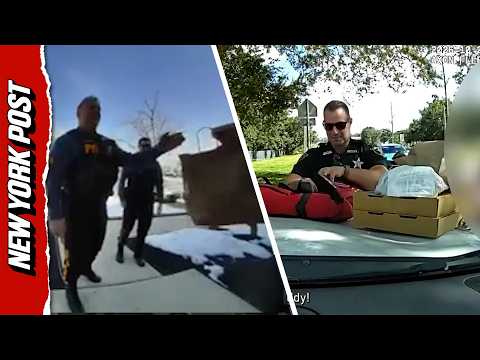 Moment Florida Deputies Take Over Pizza Delivery After Driver Crashes