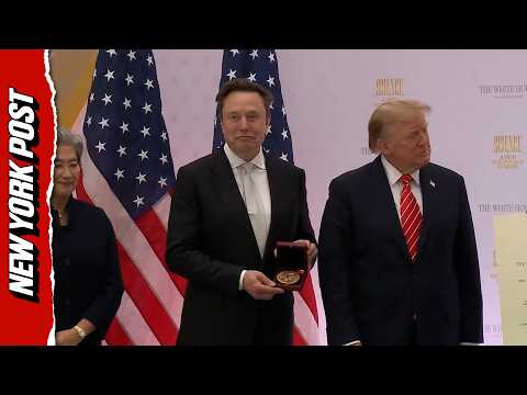 Elon Musk Can’t Hide His Cheeky Grin as Trump Presents Prestigious Award