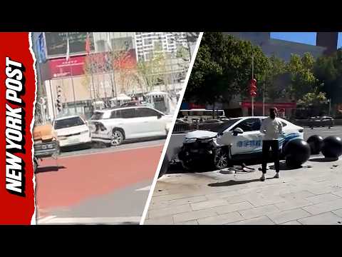 Terrifying Moment Driving School Car Goes Out Of Control, Crashes Into Traffic